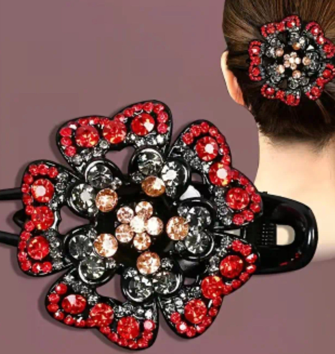 Handmade- Elegant Vintage Flower Bling Hair Clip