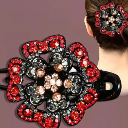 Handmade- Elegant Vintage Flower Bling Hair Clip