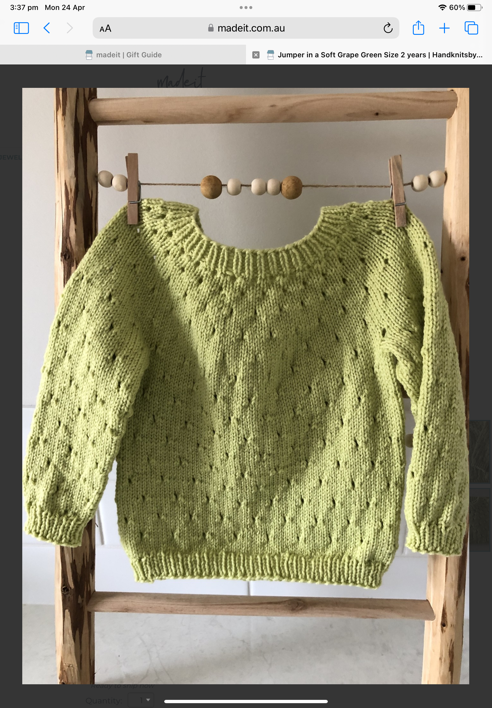 Soft Green Jumper, Size 2 years