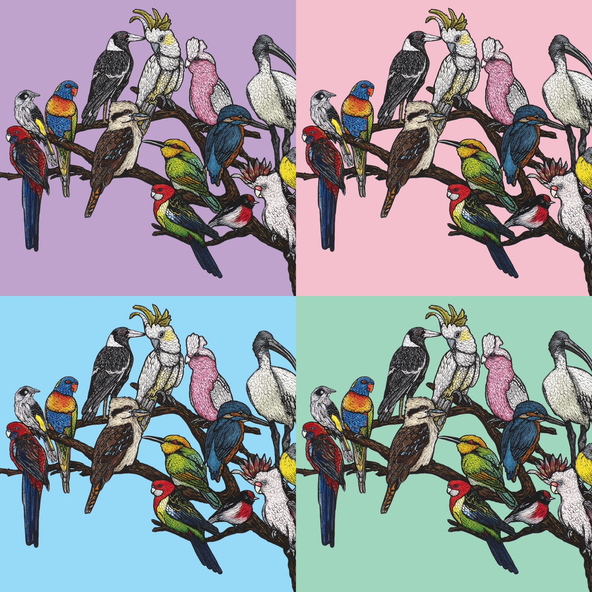 Bundle 4 Bendigo Birds on a Branch with Envelopes