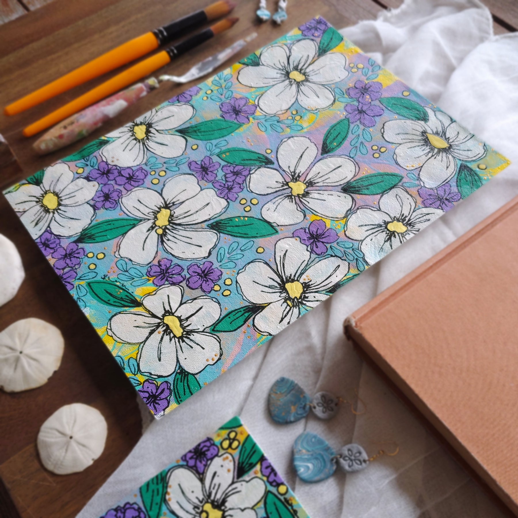 A4 Origianl Art - "Playing with Flowers" - Series 2 - Abstract Art