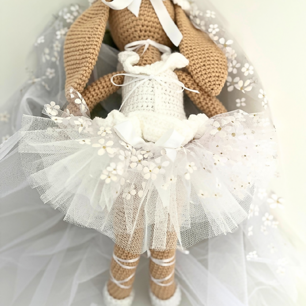 Crochet Bunny Doll, Crochet Ballerina Soft Doll