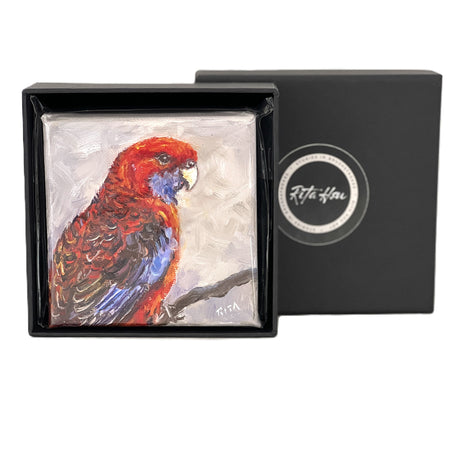 Original Australian Rosella Bird Mini Oil Painting