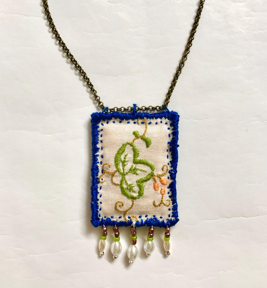 Slow Stitched Vintage Doily Textile Necklace