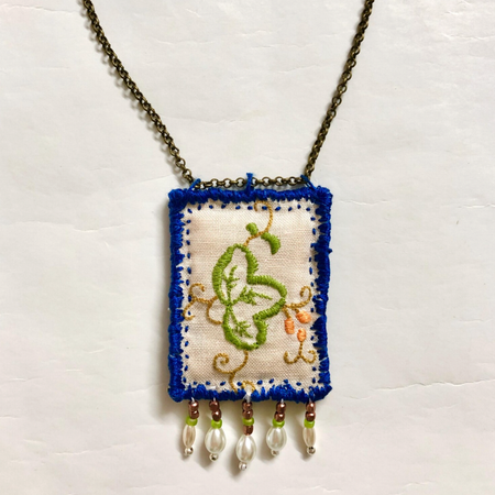 Slow Stitched Vintage Doily Textile Necklace