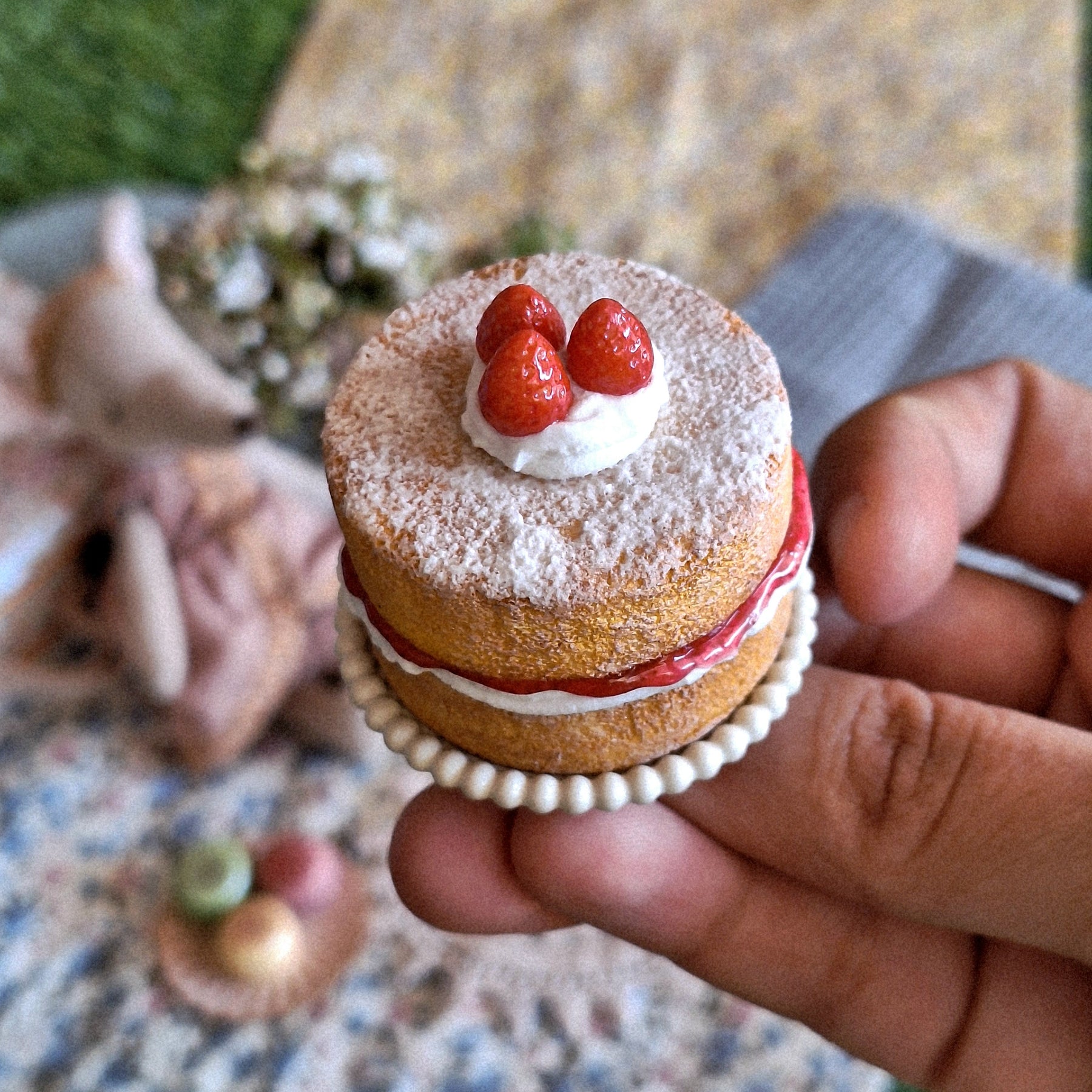 Victoria Sponge Cake (with mini crochet doily)