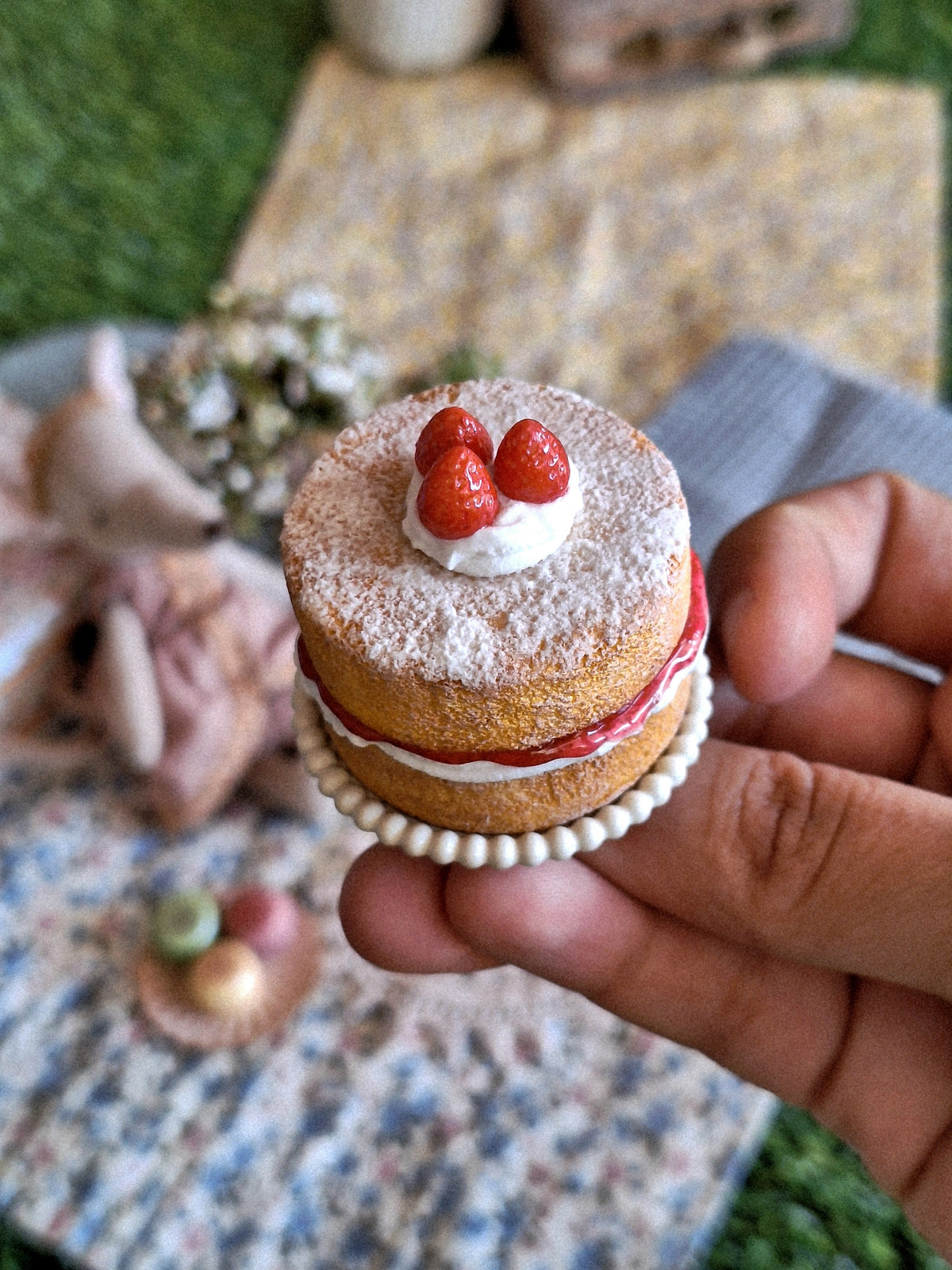 Victoria Sponge Cake (with mini crochet doily)