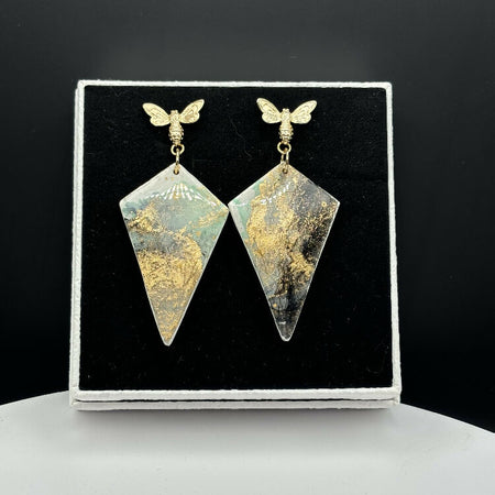 Honeycomb Bee Diamond Earrings