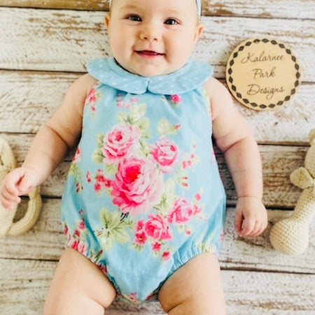 Baby Girl Darling Playsuit Floral Roses Jade Size 0