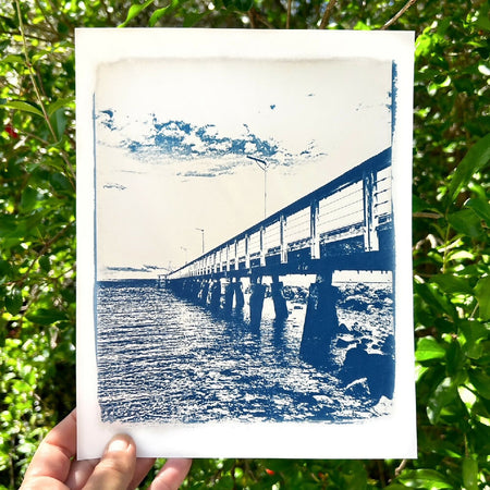 Jetty Art Print, Original Cyanotype, 8x10 inches, Pier Picture