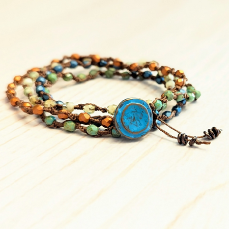 Retro hippie bracelet with glass beads