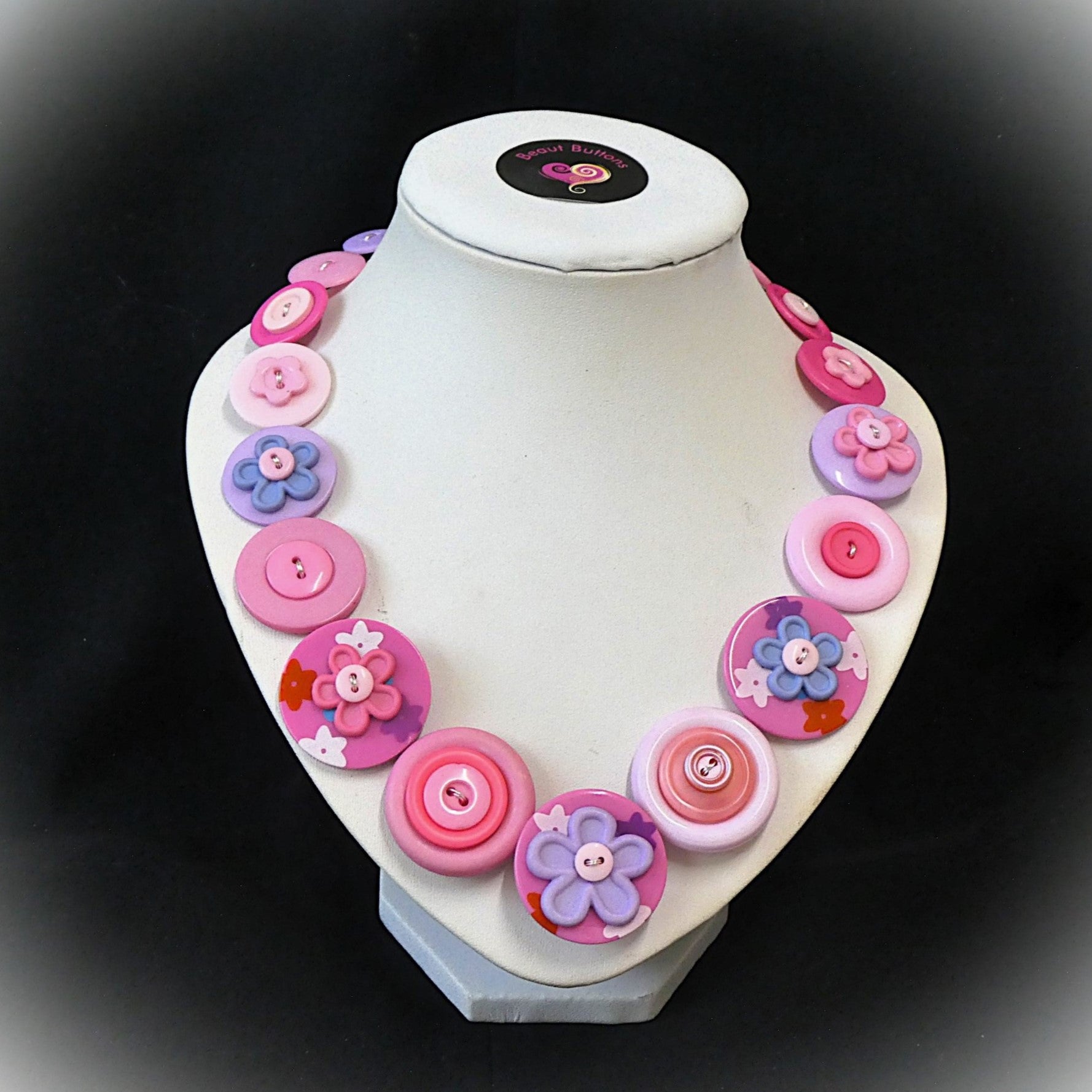 Pink flower necklace and earrings - Spring Blossoms