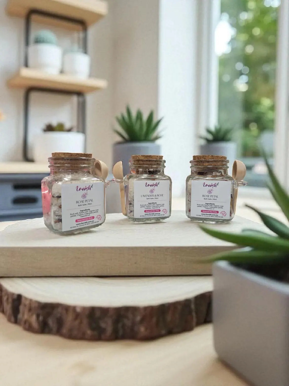 Lavvish Aromatherapy Bath Salts • All-Natural Rose Petal & Lavender Bath Soak • Sleepy Time Epsom Salt Spa • Luxury Self Care Gift with Wood