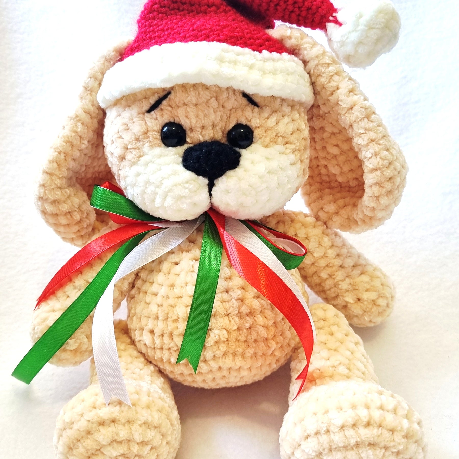 HANDMADE - Plushy Puppy ready for Christmas - Soft and Cuddly - BB09