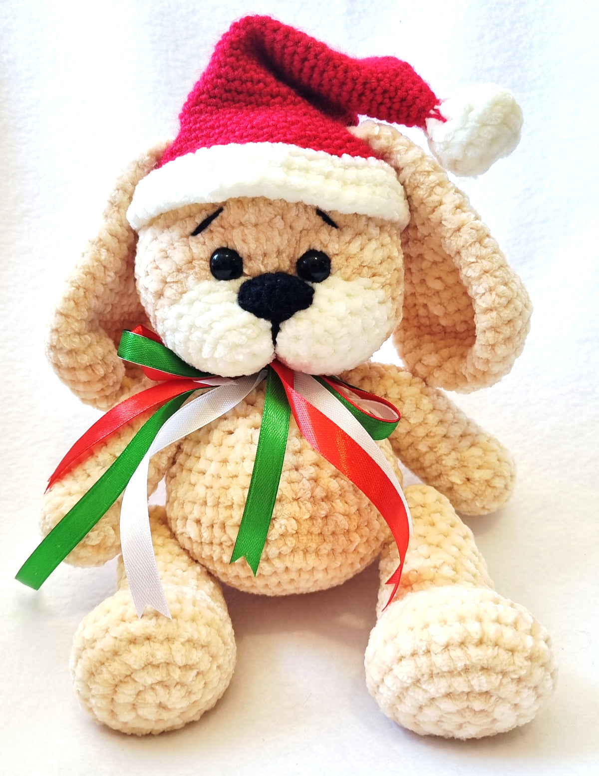 HANDMADE - Plushy Puppy ready for Christmas - Soft and Cuddly - BB09