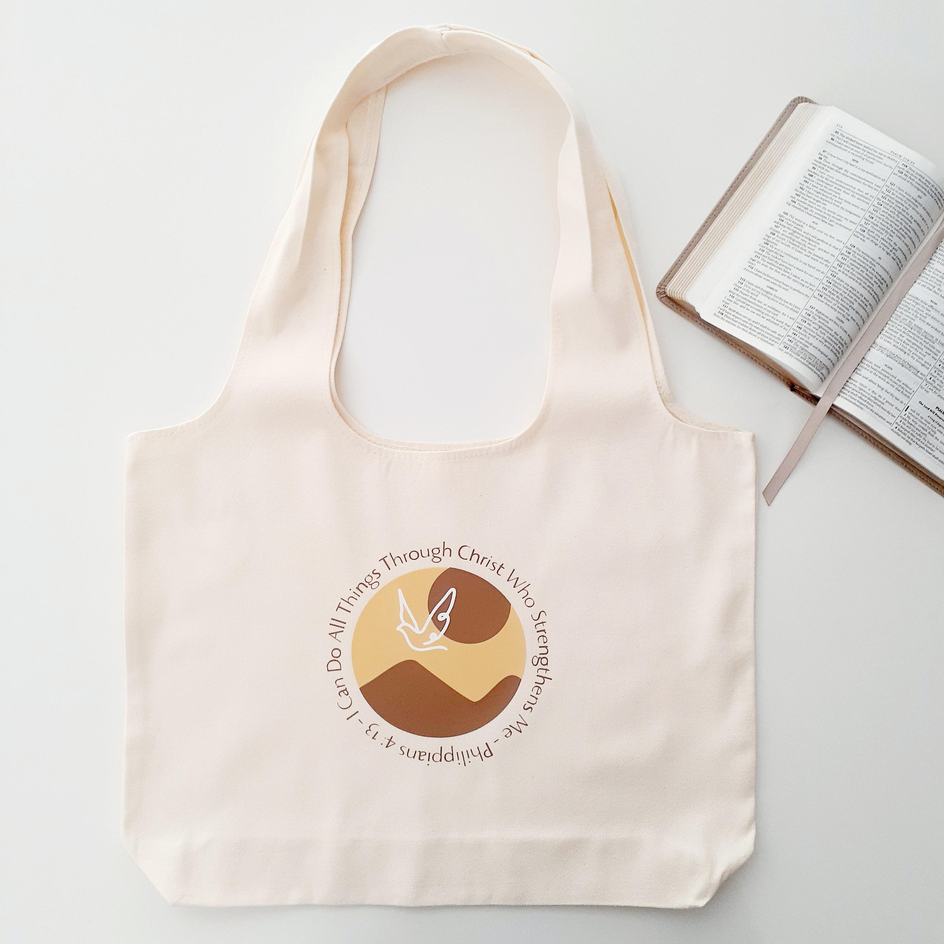 Christian Bag,  Bible Verse Tote, Gift, I Can Do All Things Through Christ