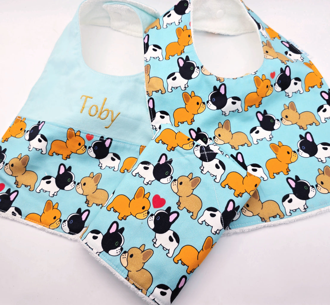 Baby Bib Gift Set Two bibs One is Personalised Bib and a Wash Cloth