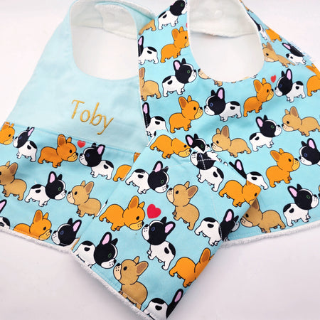 Baby Bib Gift Set Two bibs One is Personalised Bib and a Wash Cloth