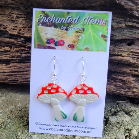 Red Mushroom top dangle earrings