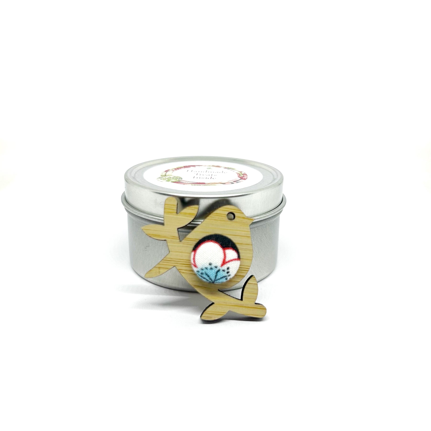 Birdie Brooch Red and Aqua