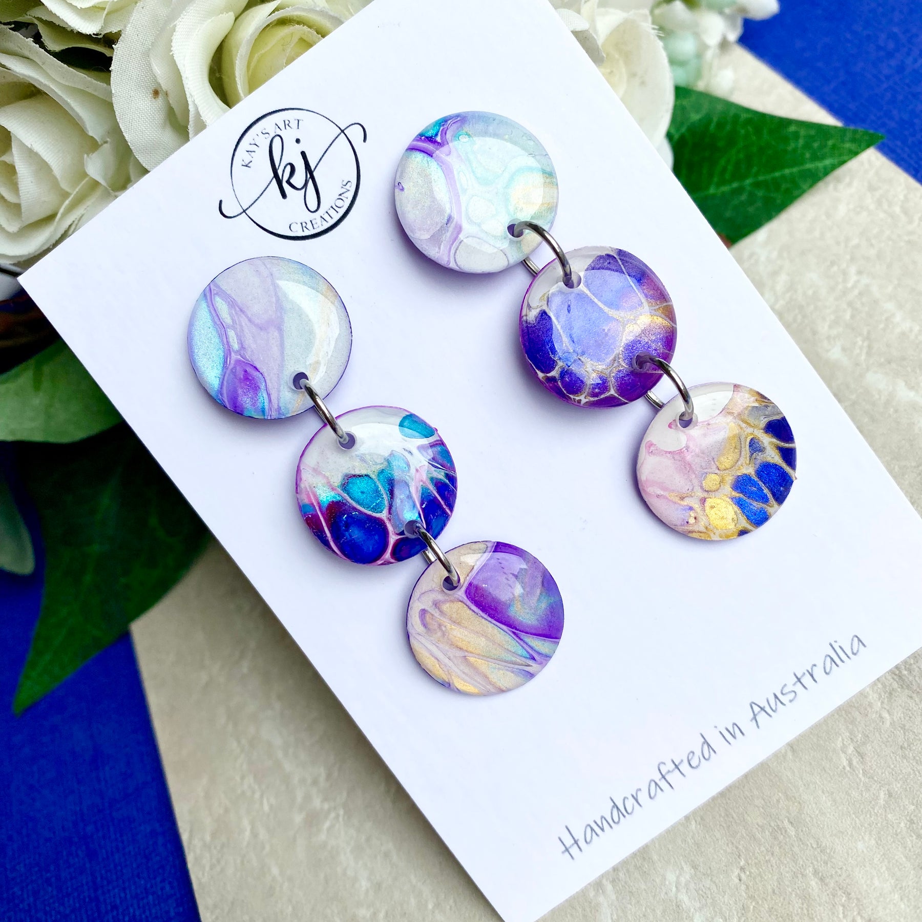 Artisan Hand Painted Stud Dangle Earrings