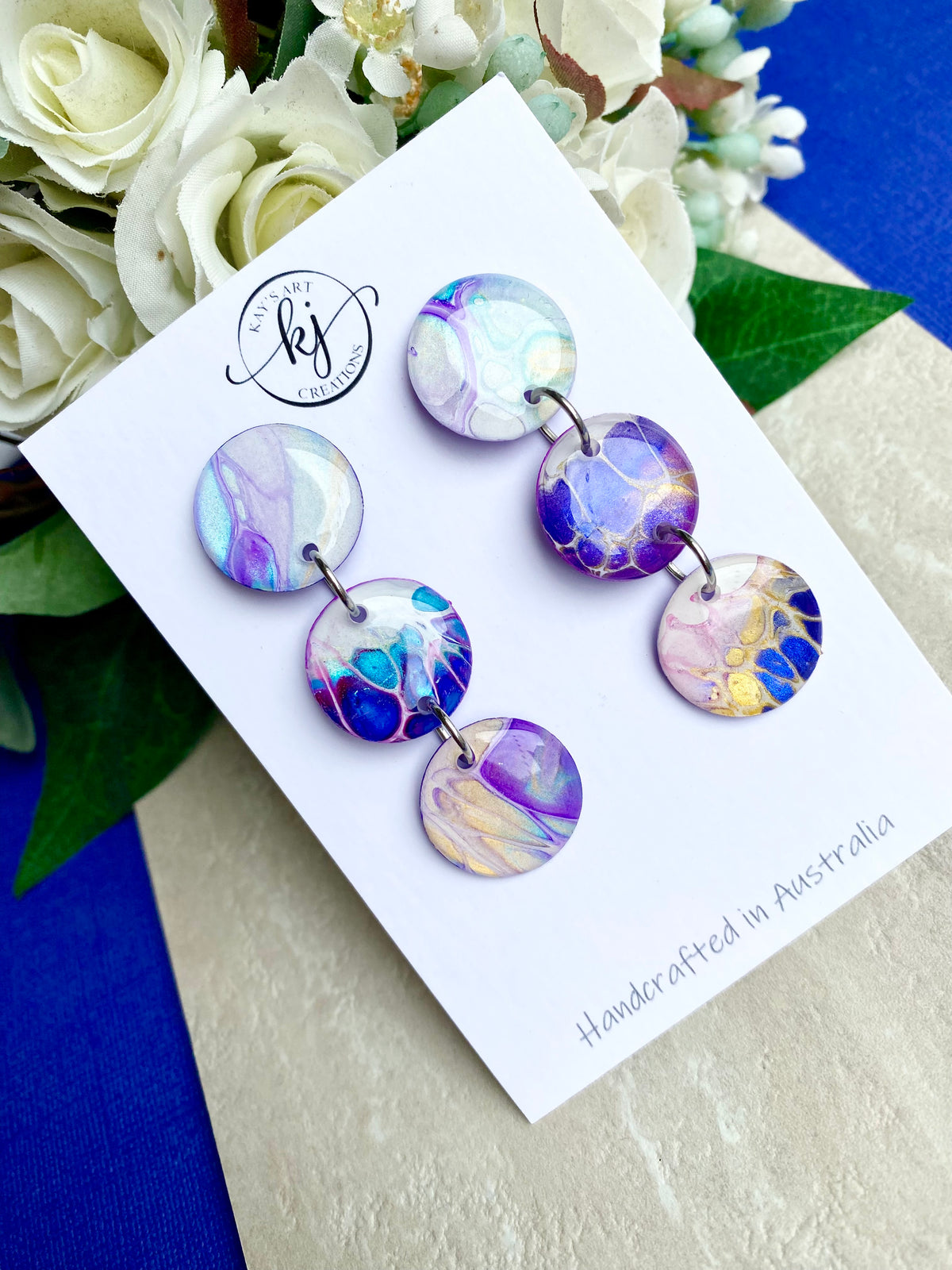 Artisan Hand Painted Stud Dangle Earrings