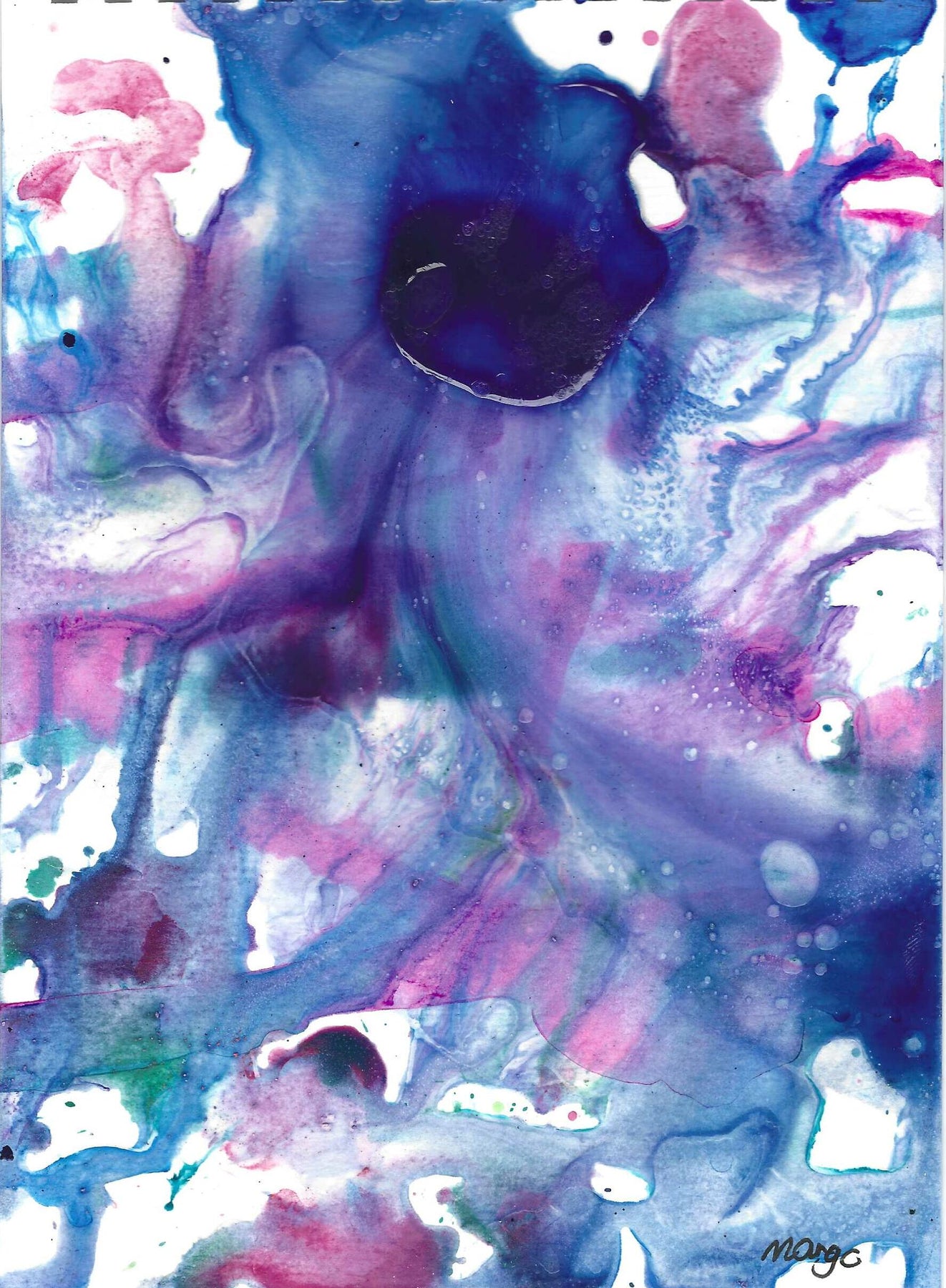 Water signals 2, A5 with white A4 frame picture mount, original painting