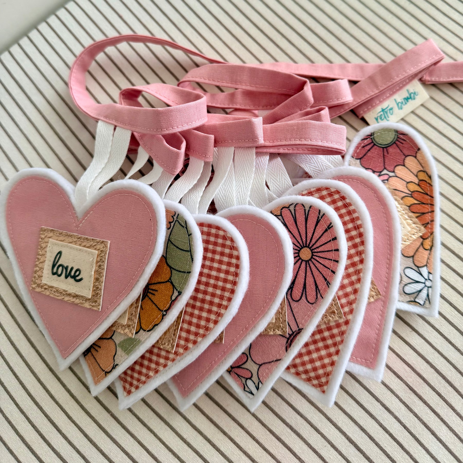 Love Heart Bunting - Retro Floral - Garland - Banner
