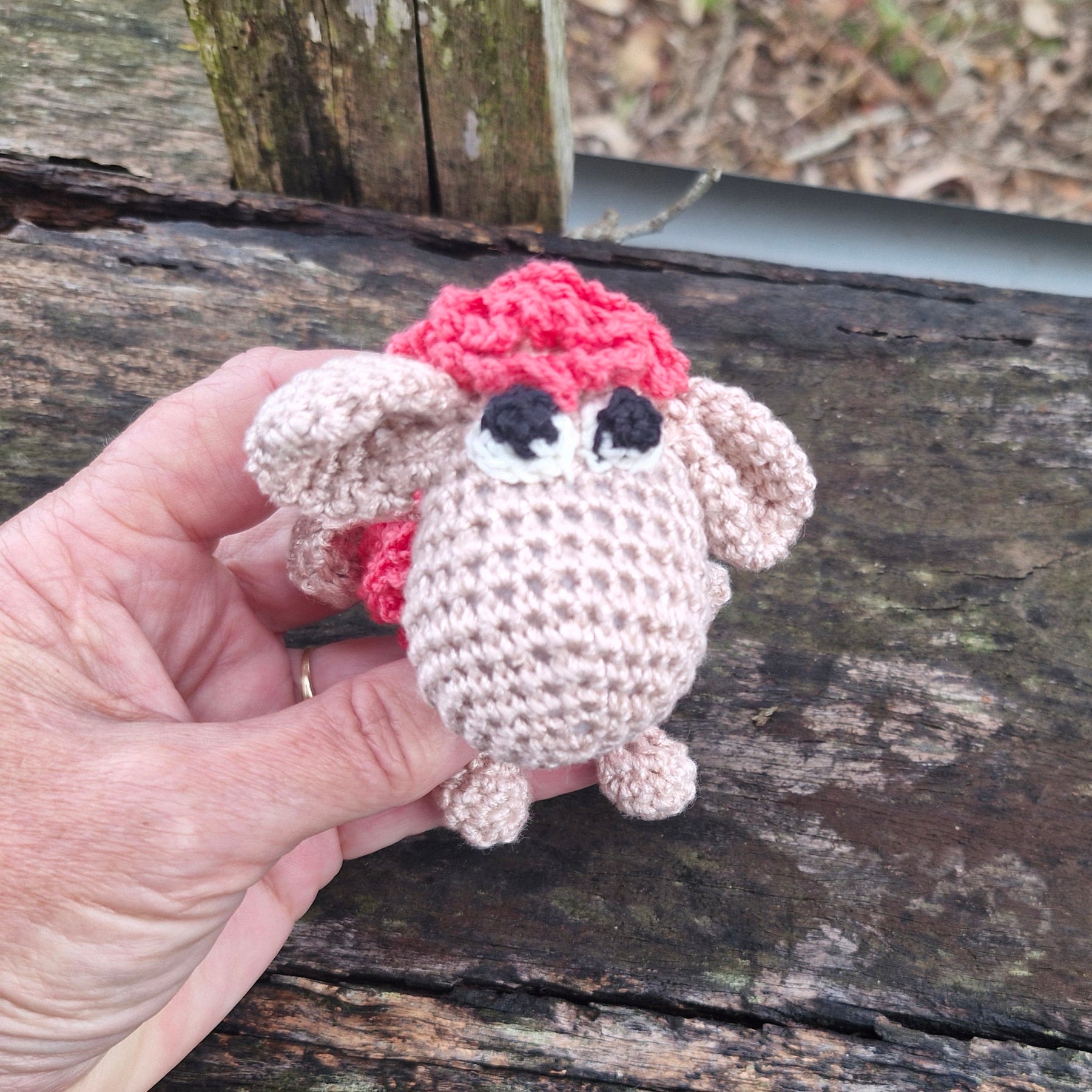 Adorable mini Hand-Crocheted Coral pink Sheep