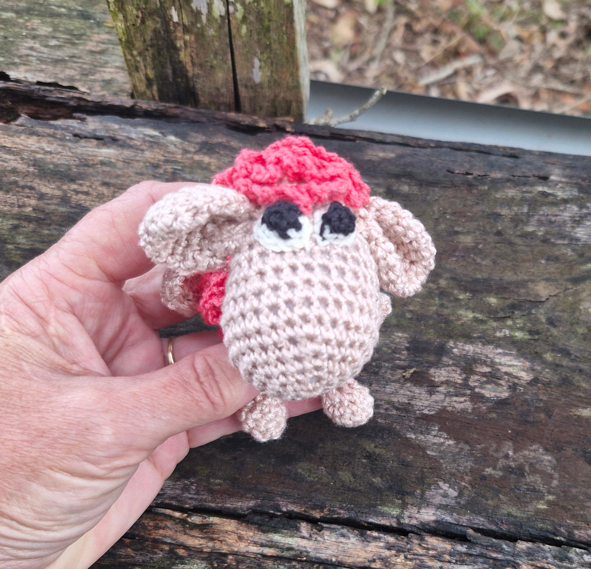 Adorable mini Hand-Crocheted Coral pink Sheep