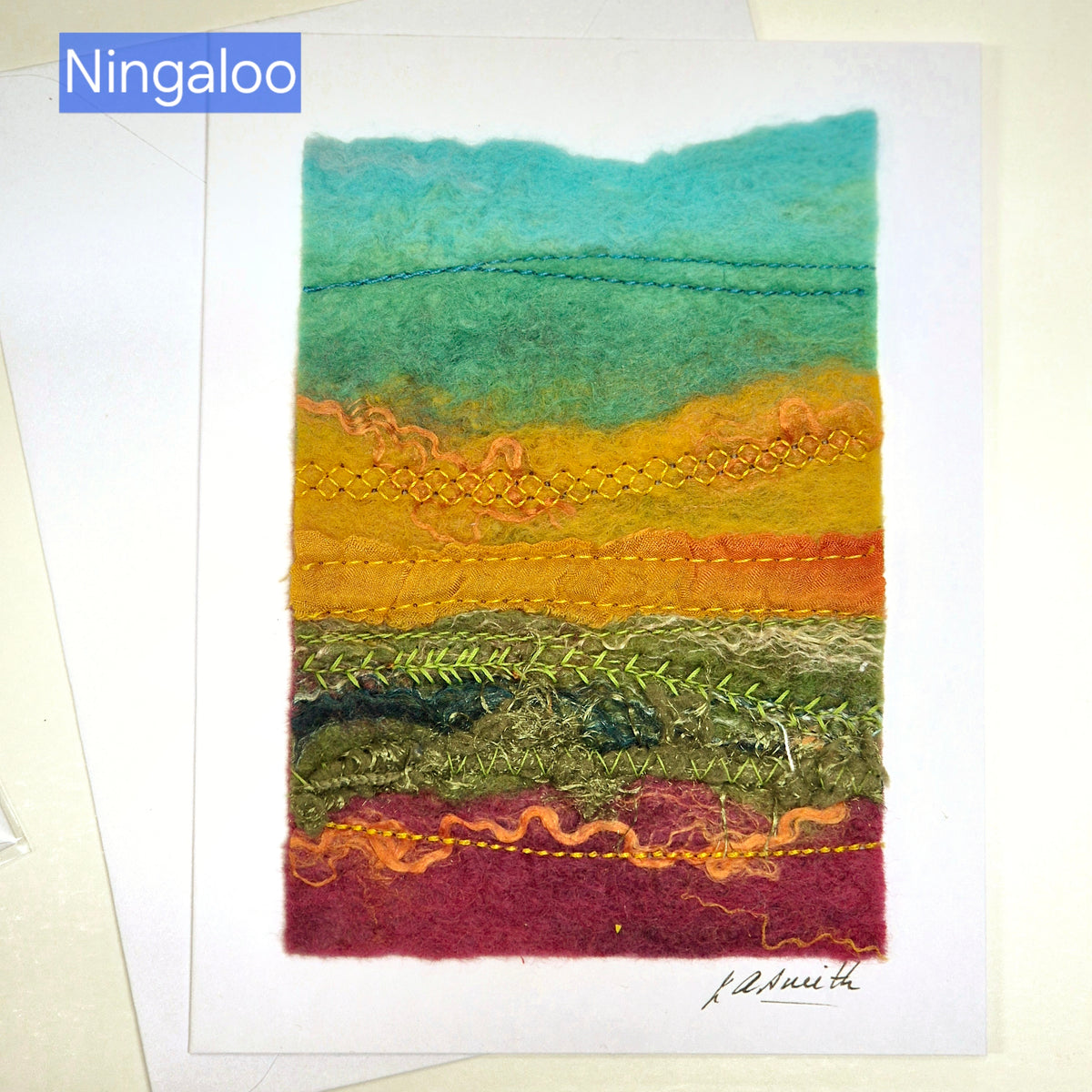 Original Handmade Greeting Card -  Landscape Art - Textile Art