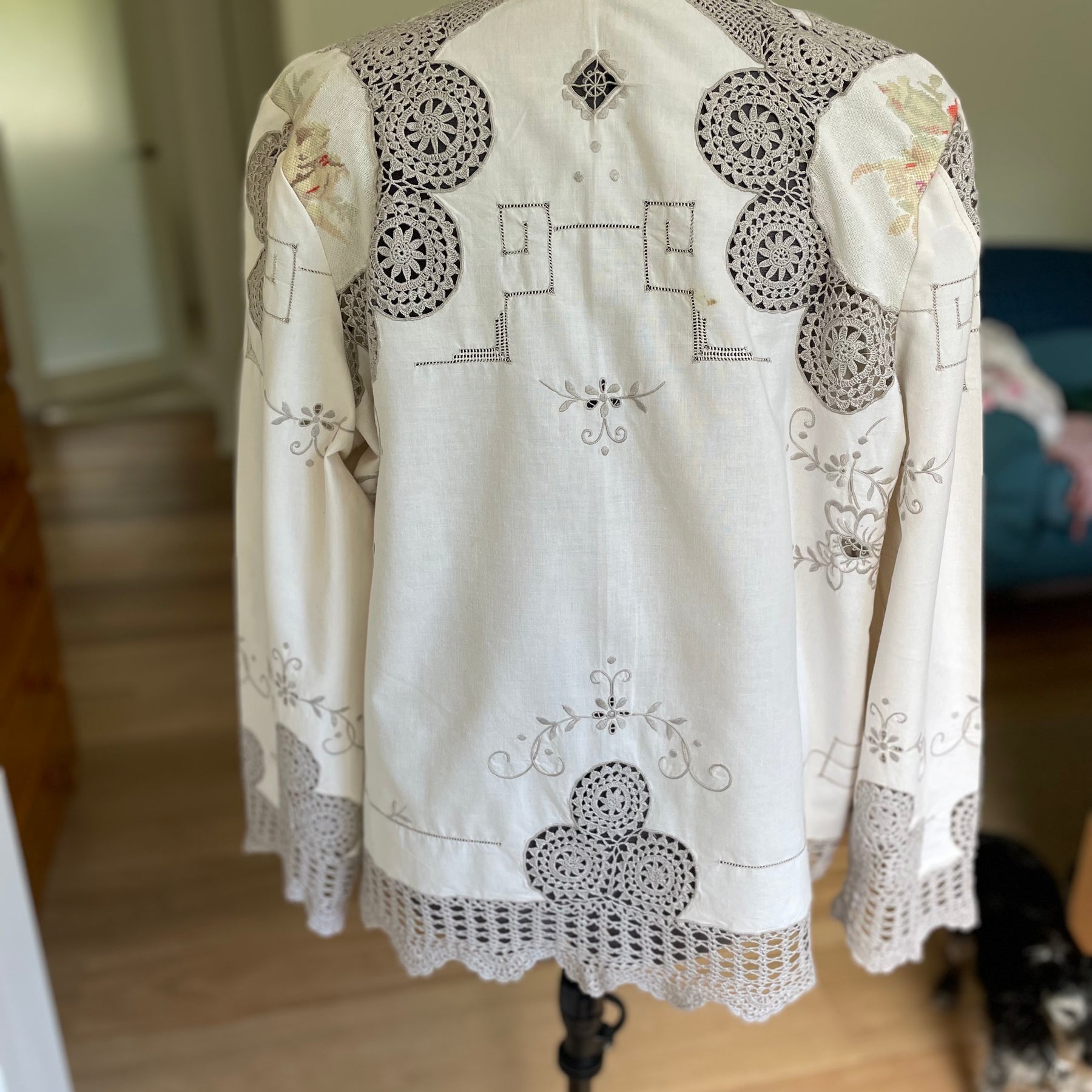 Handmade Vintage Lace Jacket Upcycled Tablecloth