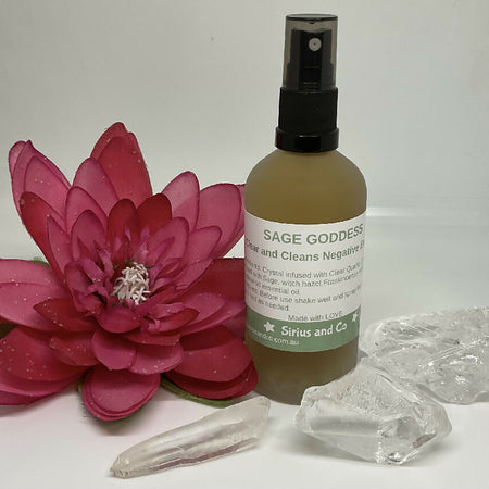 Sage Goddess Mist 100ml Crystal infused wit Clear Quartz