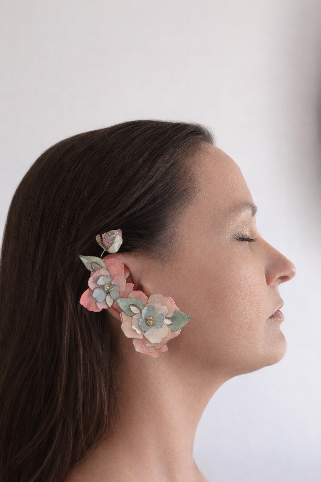 Made to Order Floral Ear Cuff – Bridal Statement Earrings Wearable Art