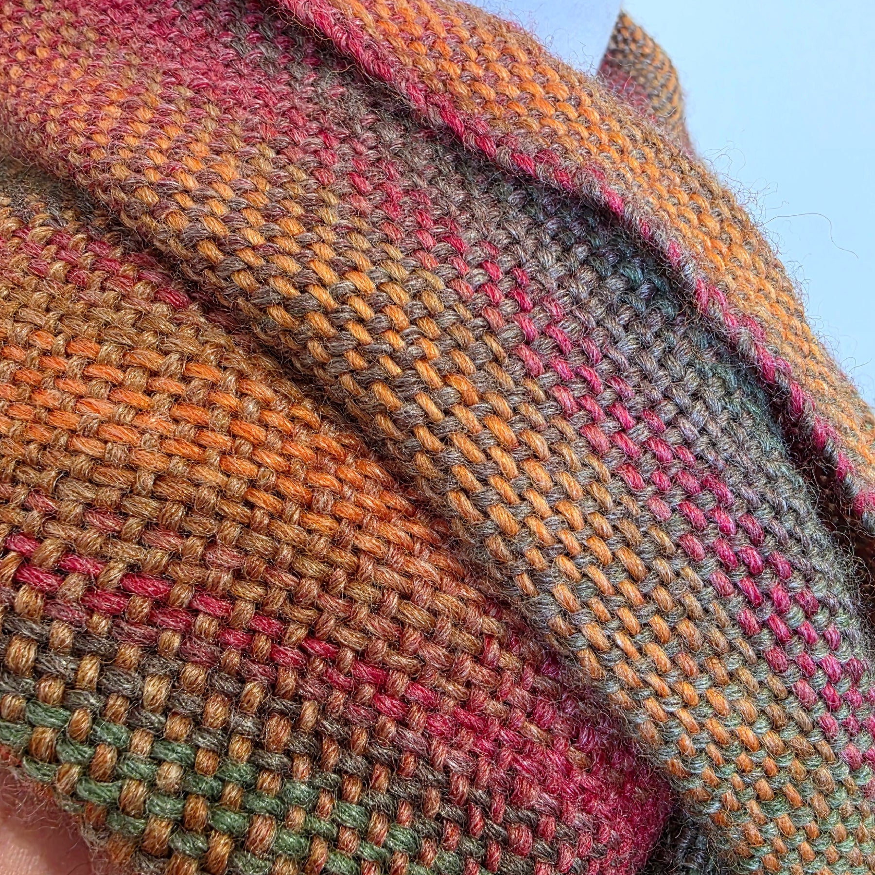 100% wool Handwoven Rainbow Scarf