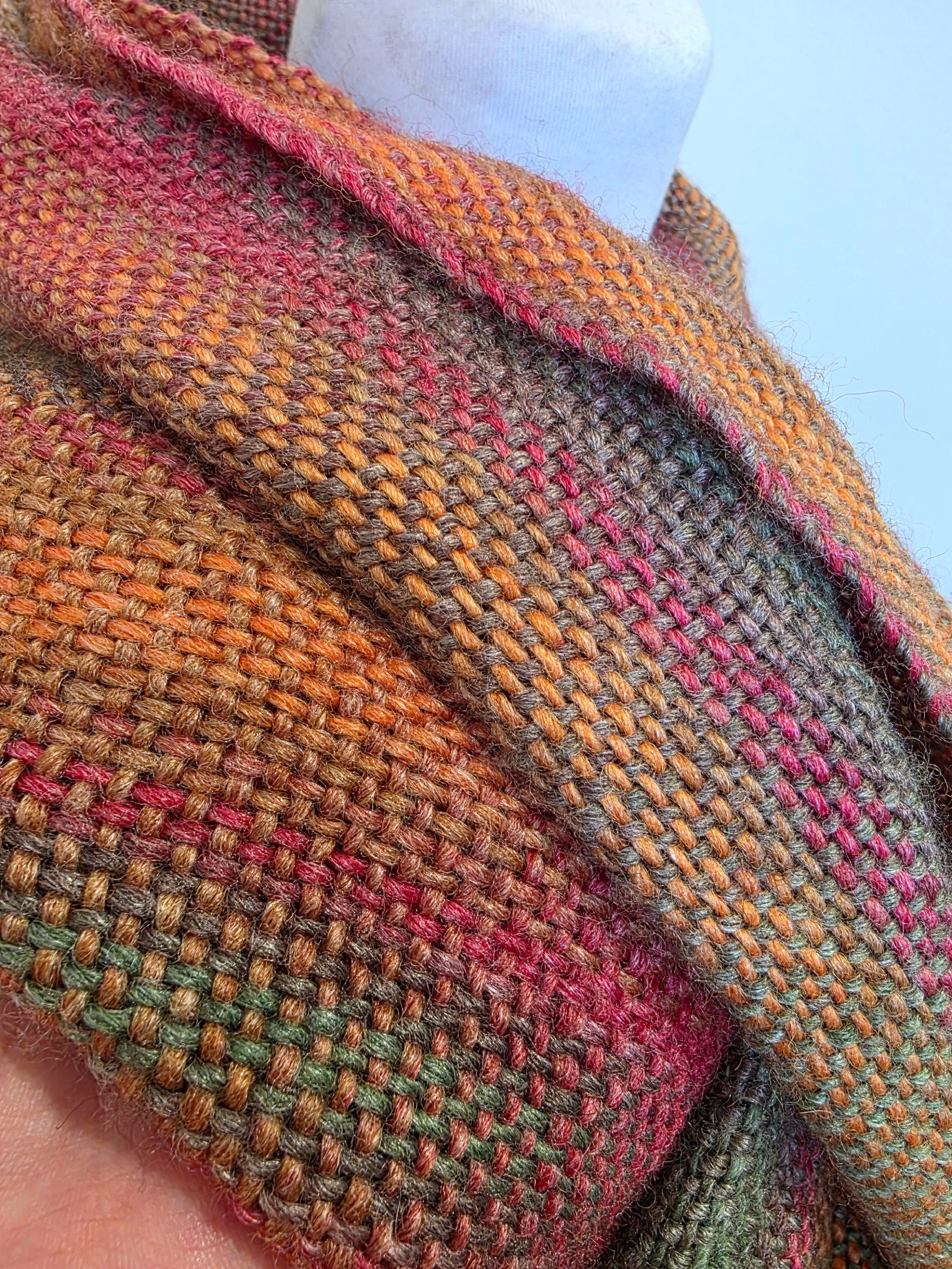 100% wool Handwoven Rainbow Scarf