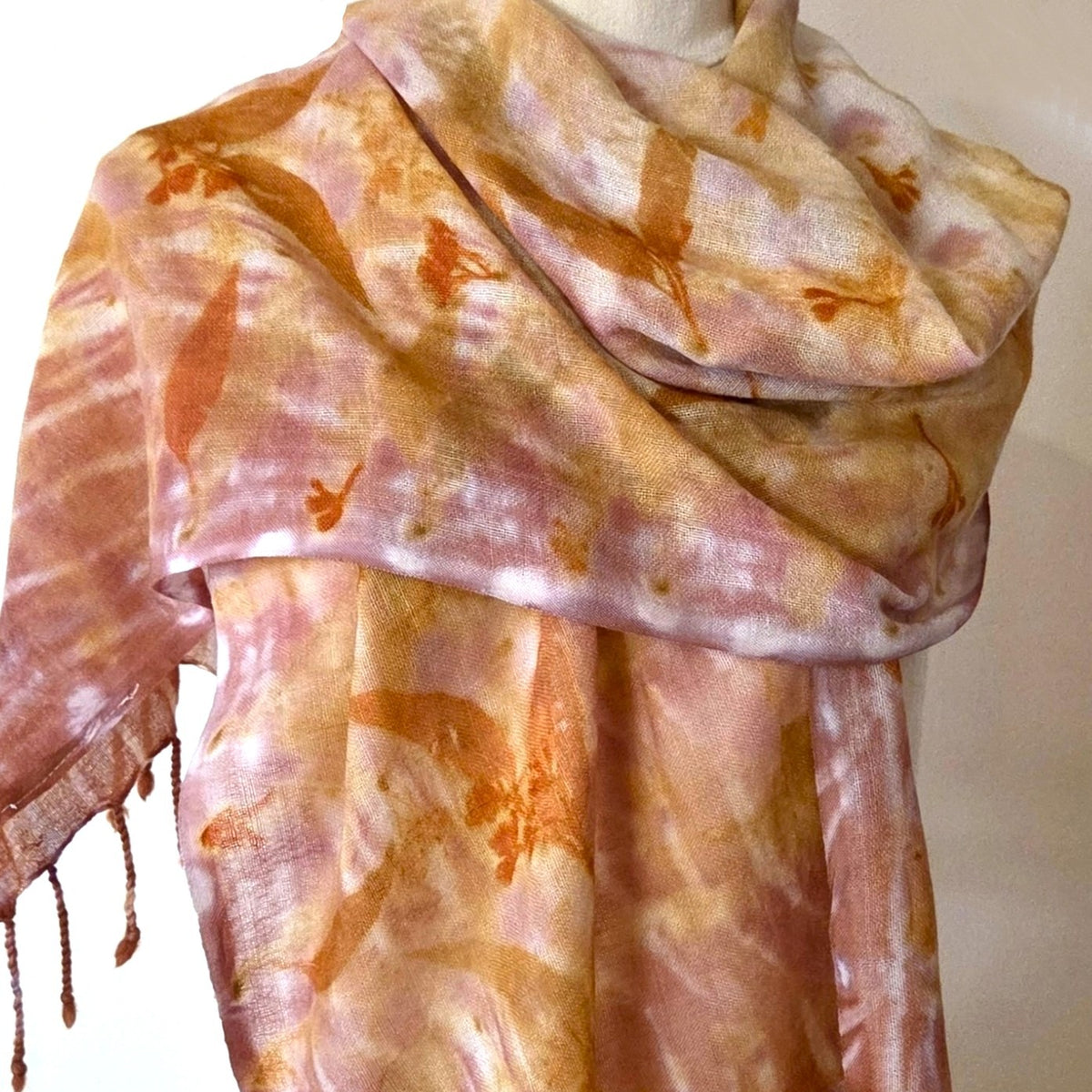 Fine Handloomed Pure Wool - Botanical Print Scarf/Wrap - The Tilly
