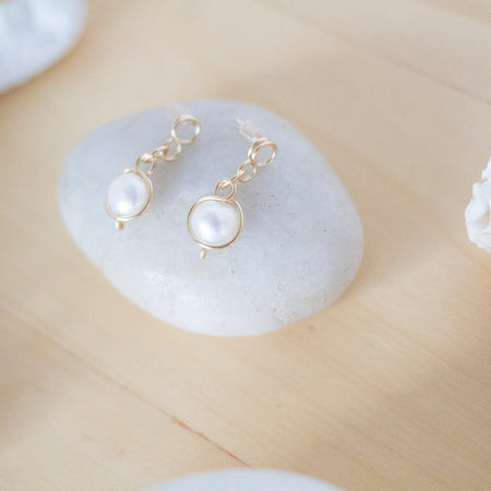 Baroque Pearl Gold Loop Stud Earrings | 14K Gold Filled