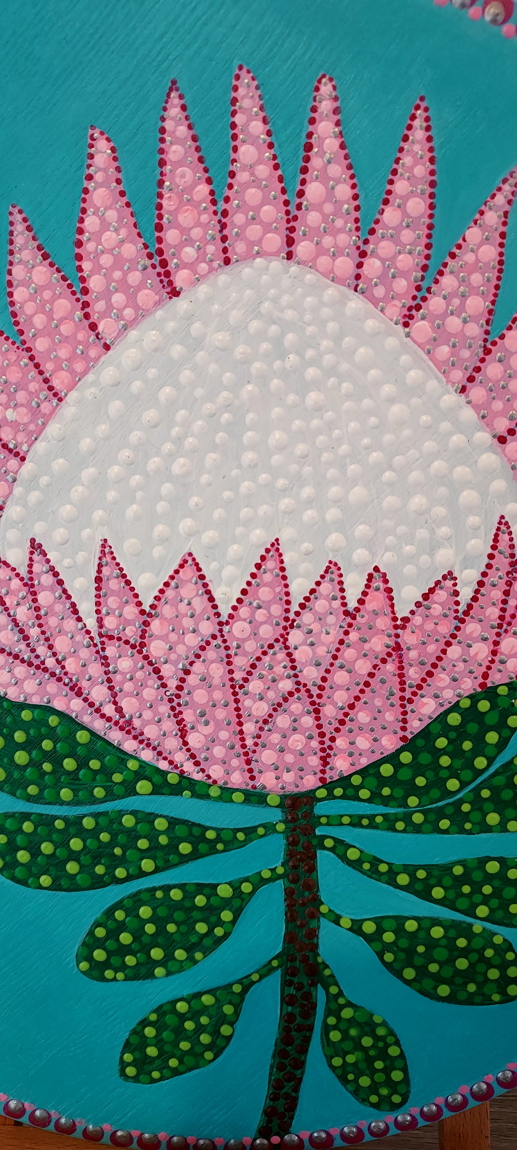 New Original design Dot Art  called " Pink Protea"