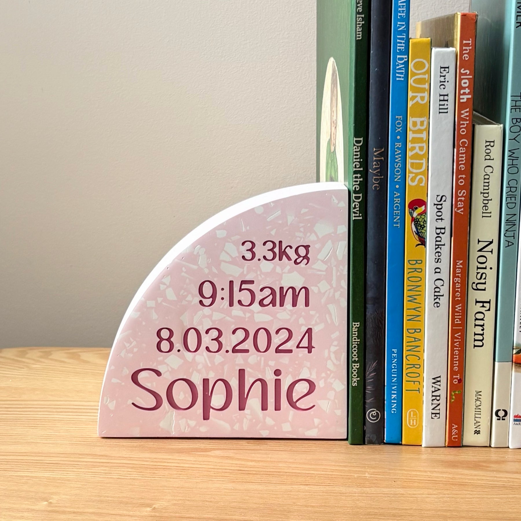 Personalised Birth Details Terrazzo Bookend - Choose your colours