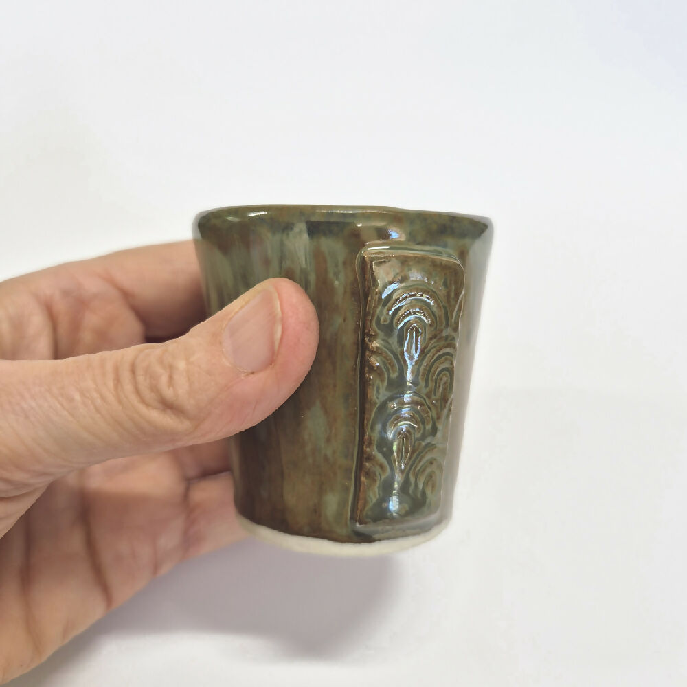 brown small coffee cup - handmade pottery cup - Julie Ann Smith art - Australia