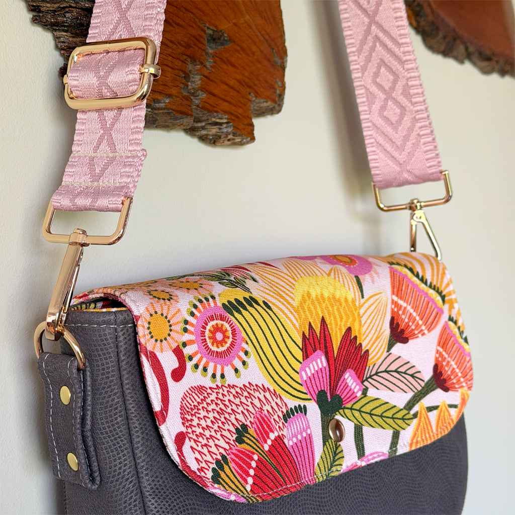 Crossbody bag with zip and flap