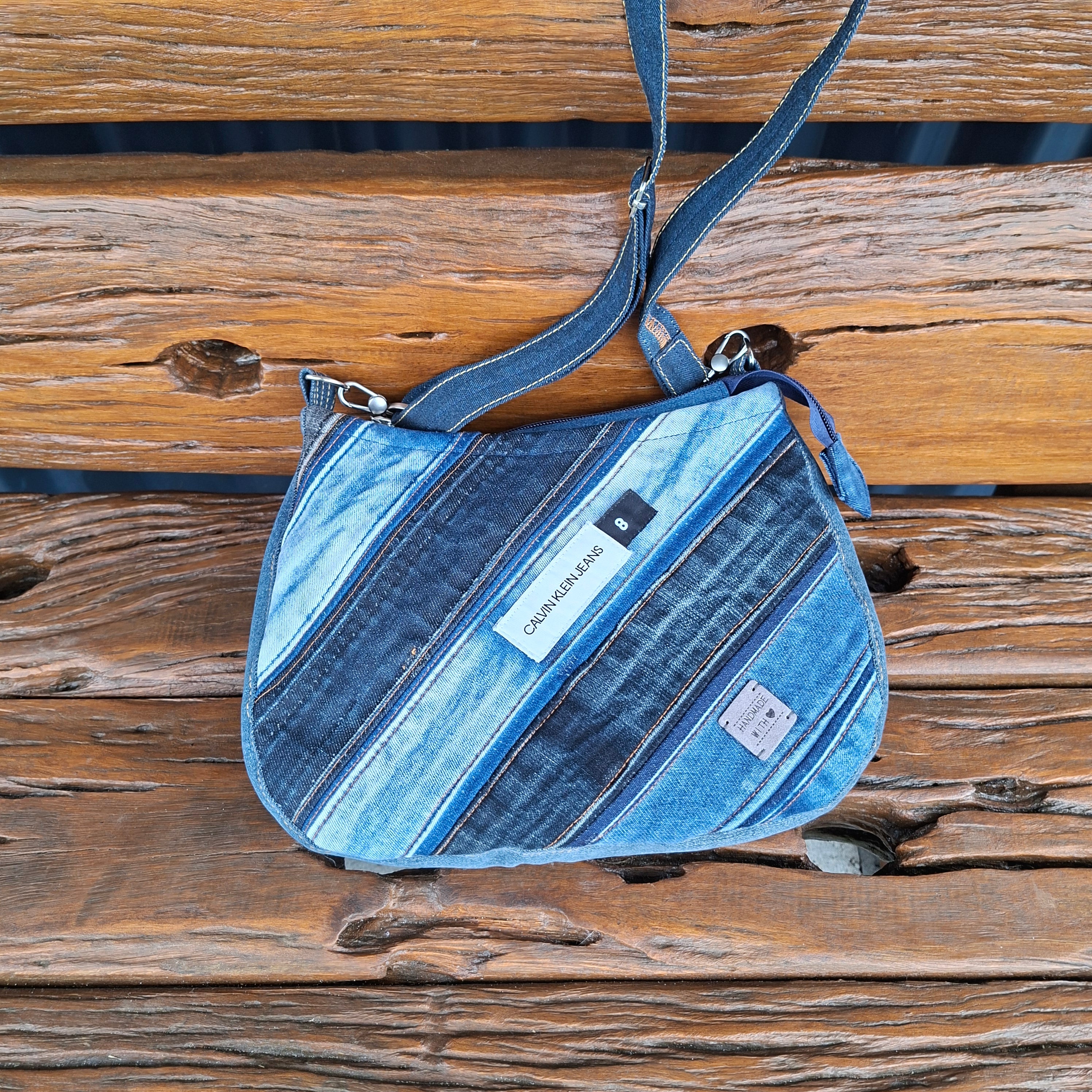 Recycled Calvin Klein Blue Denim Shoulder Bag