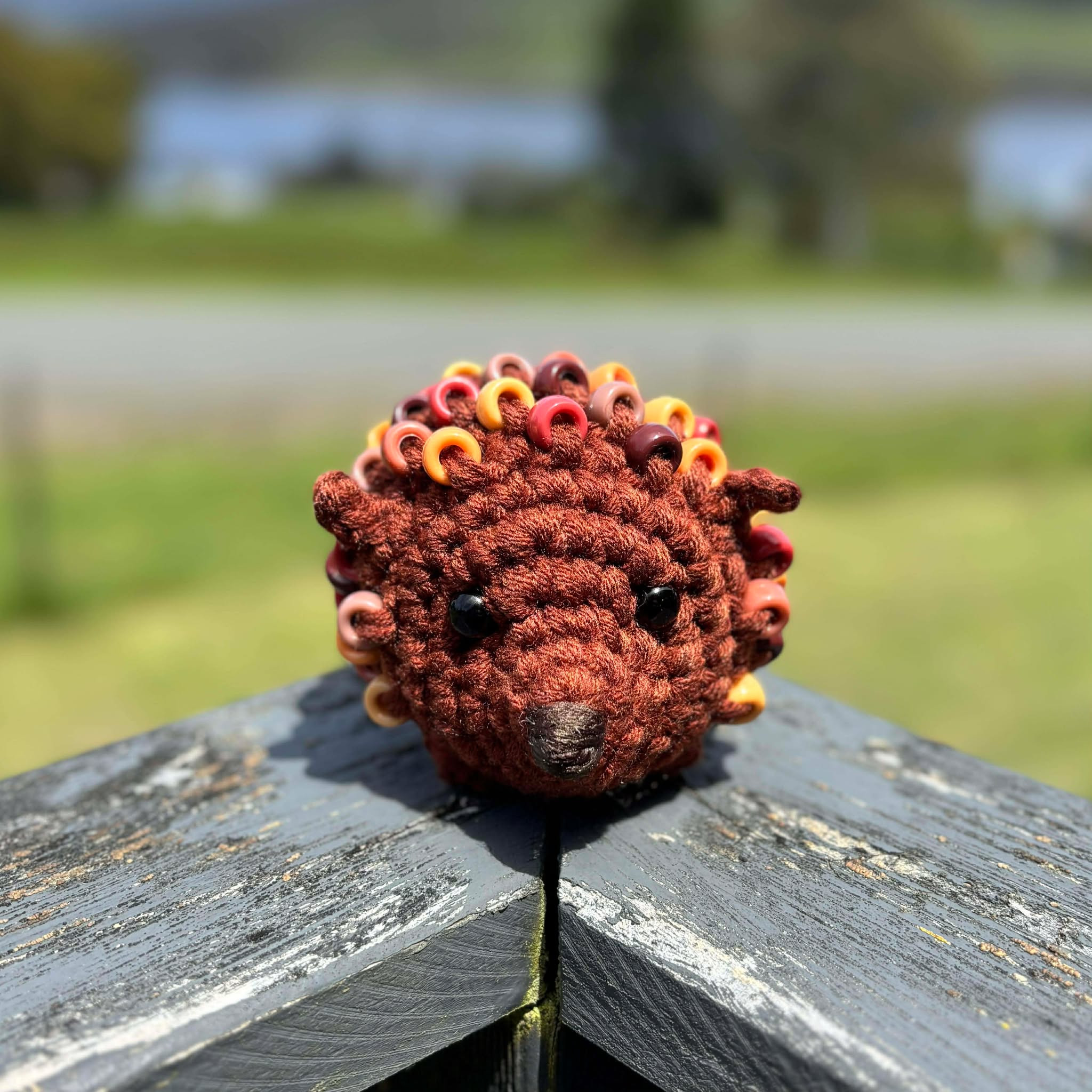 Hedgehog Crochet Beaded Fidget Toy - Earthy Browns