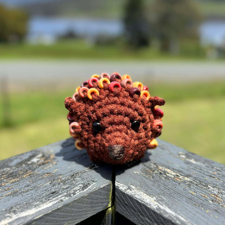 Hedgehog Crochet Beaded Fidget Toy - Earthy Browns
