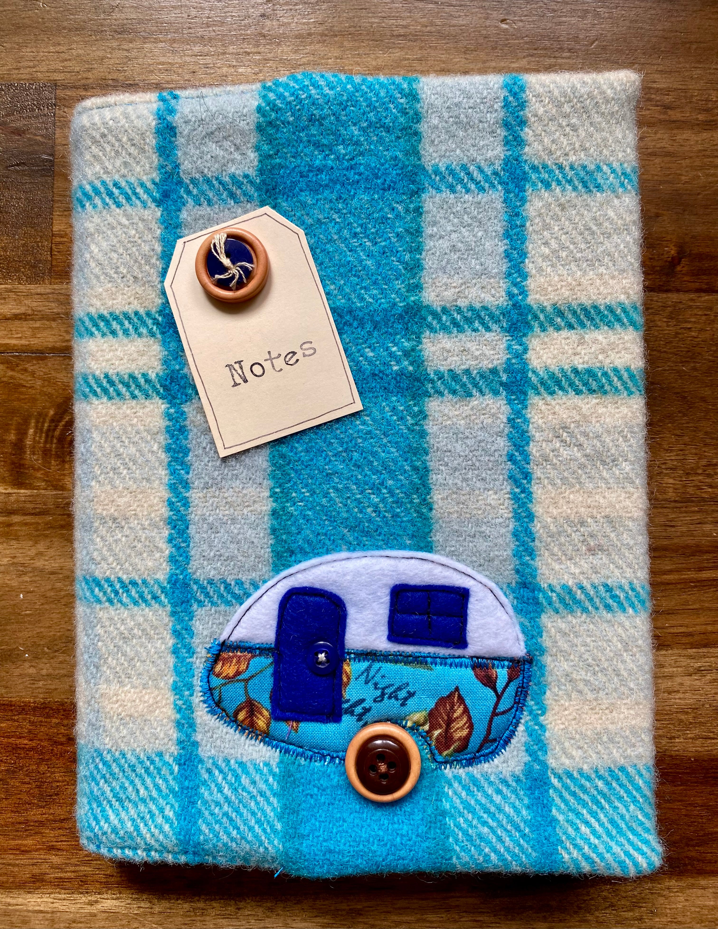 A5 Upcycled Notebook Vintage Caravan - Blue