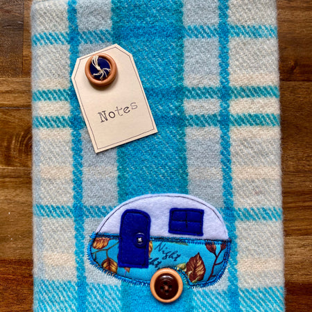 A5 Upcycled Notebook Vintage Caravan - Blue
