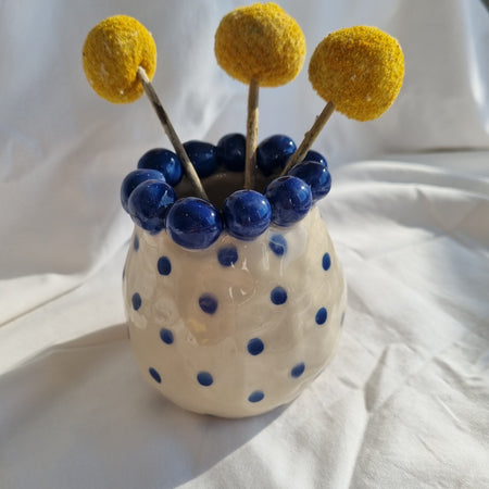 Large blue Dot Bud Vase