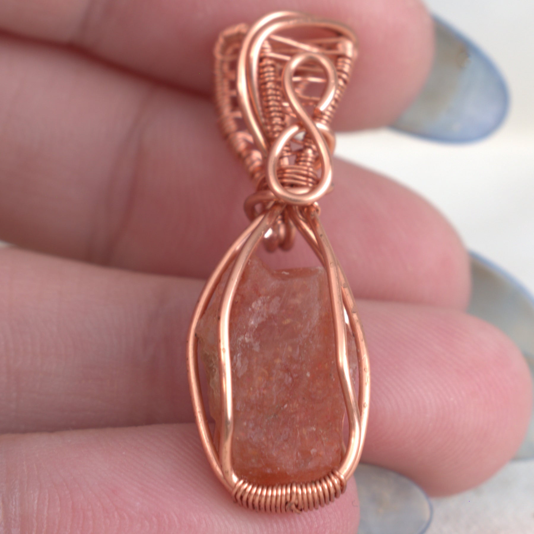 Raw Sunstone – Hand-Wrapped Gemstone Pendant
