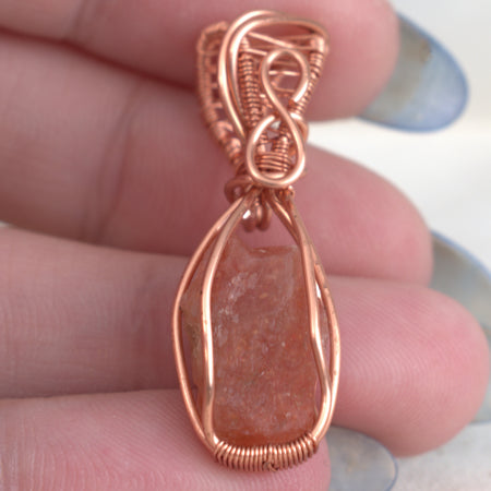 Raw Sunstone – Hand-Wrapped Gemstone Pendant
